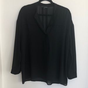 Ro & De Women's Black Chiffon Long Sleeve Blouse